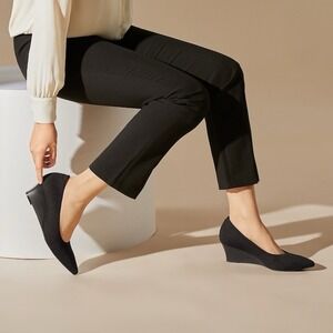 VIVAIA Aria Pointed-Toe Wedge Heels – Black – Size 10.5